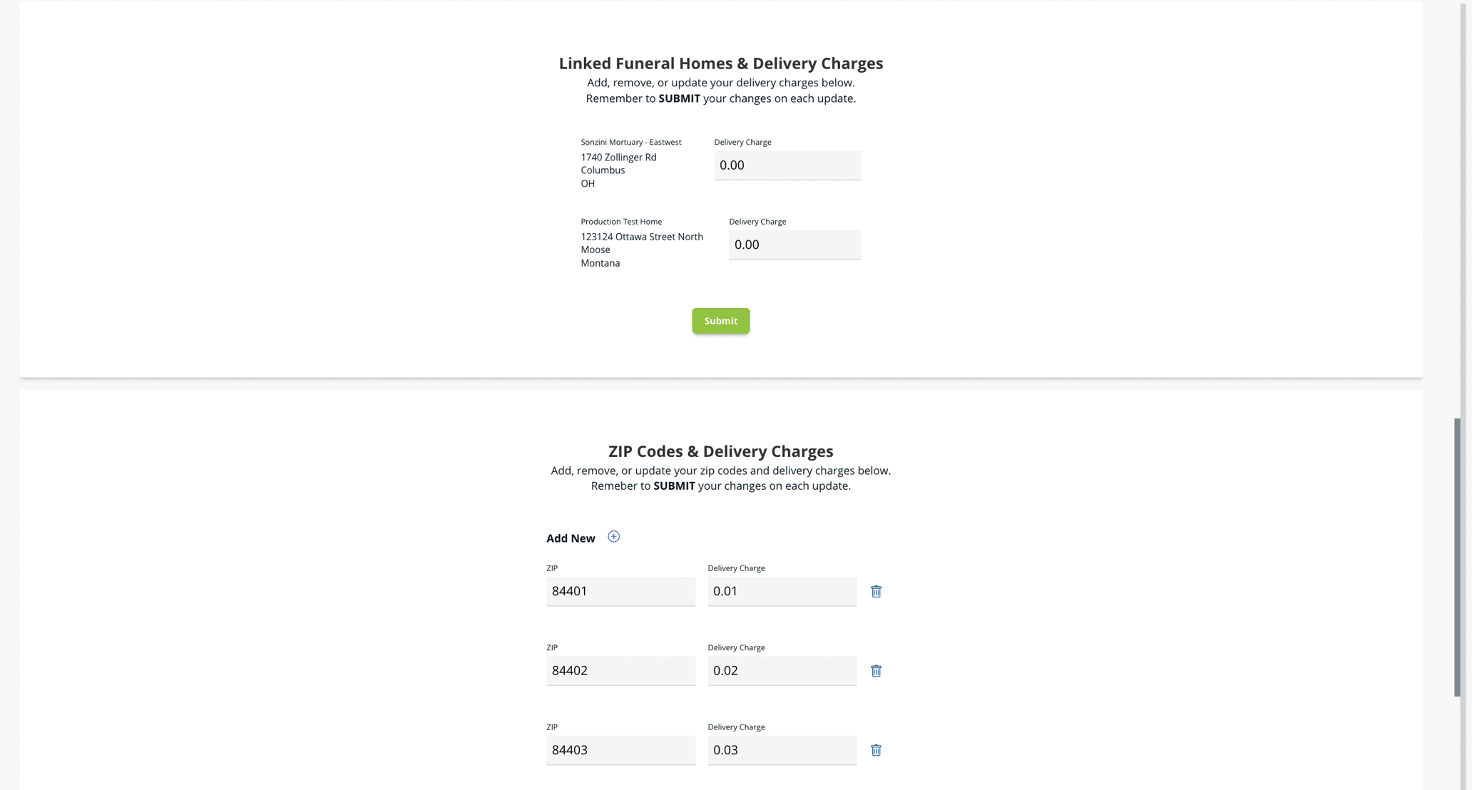 How do custom delivery costs work on orders?